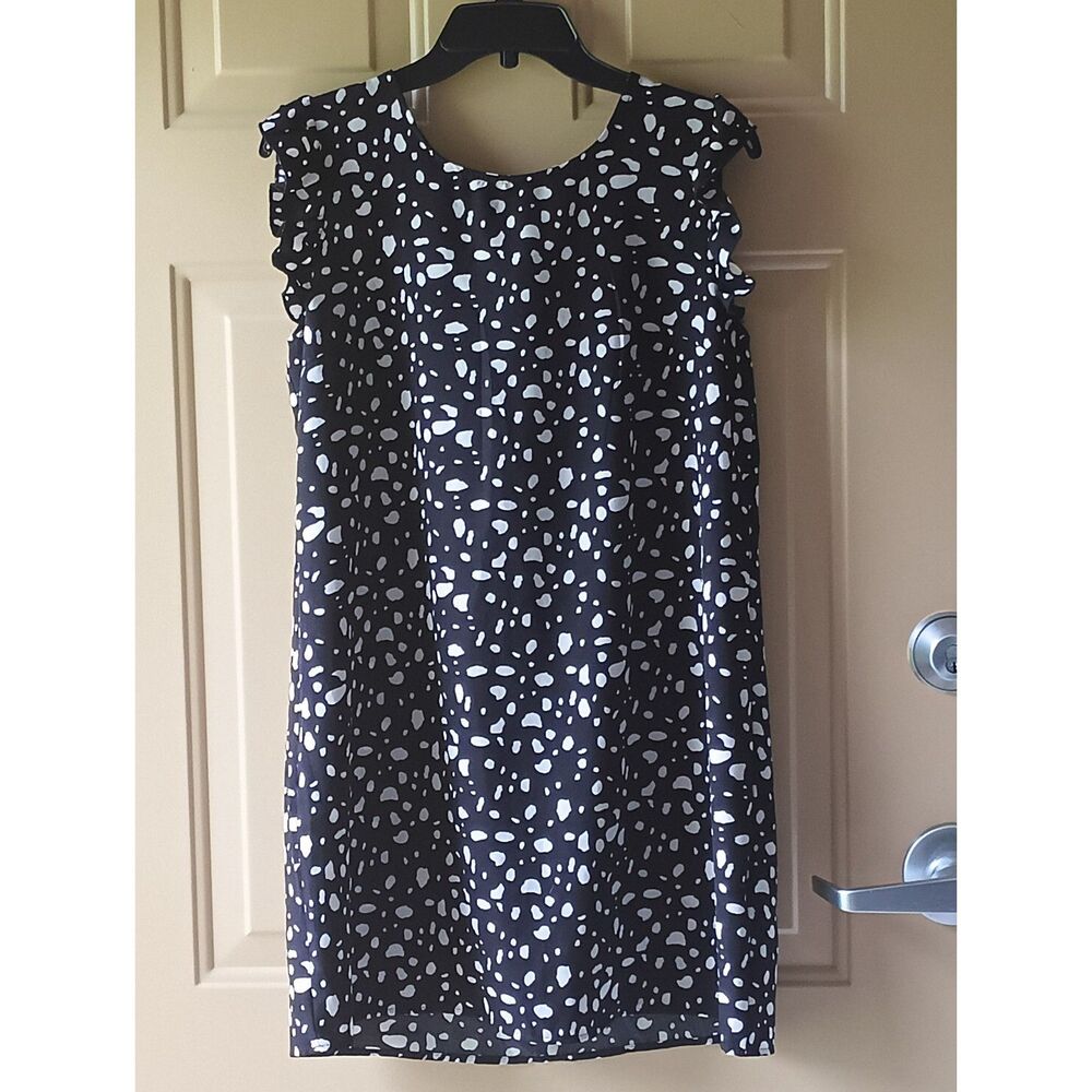 Shein Frenchy Black & White Abstract Print Mini Dress Open Back Ruffle Sleeve M